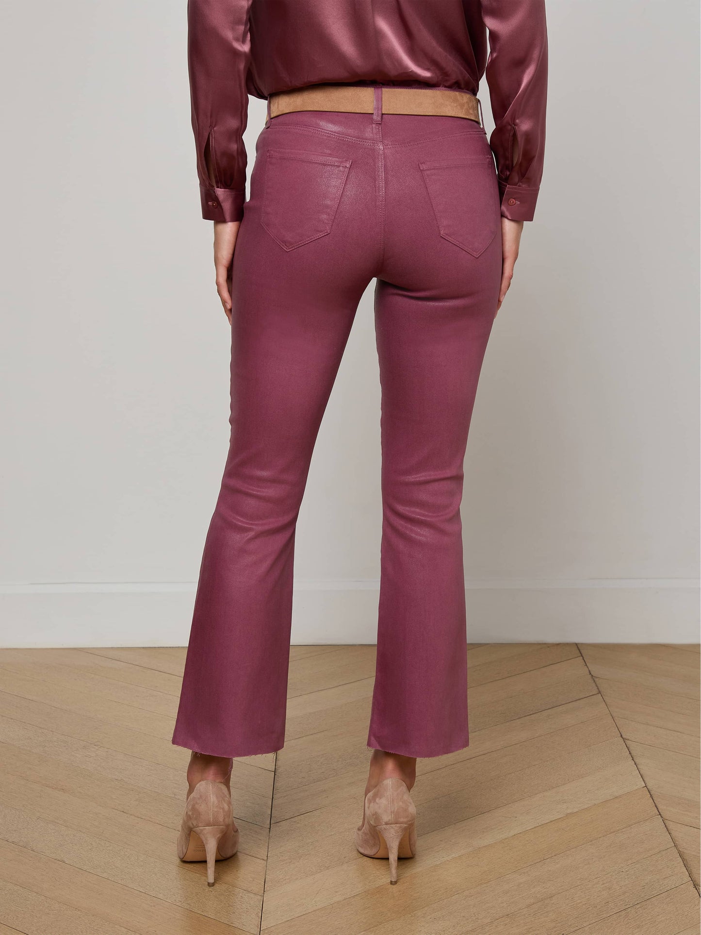 Kendra Coated Cropped Flare Jean