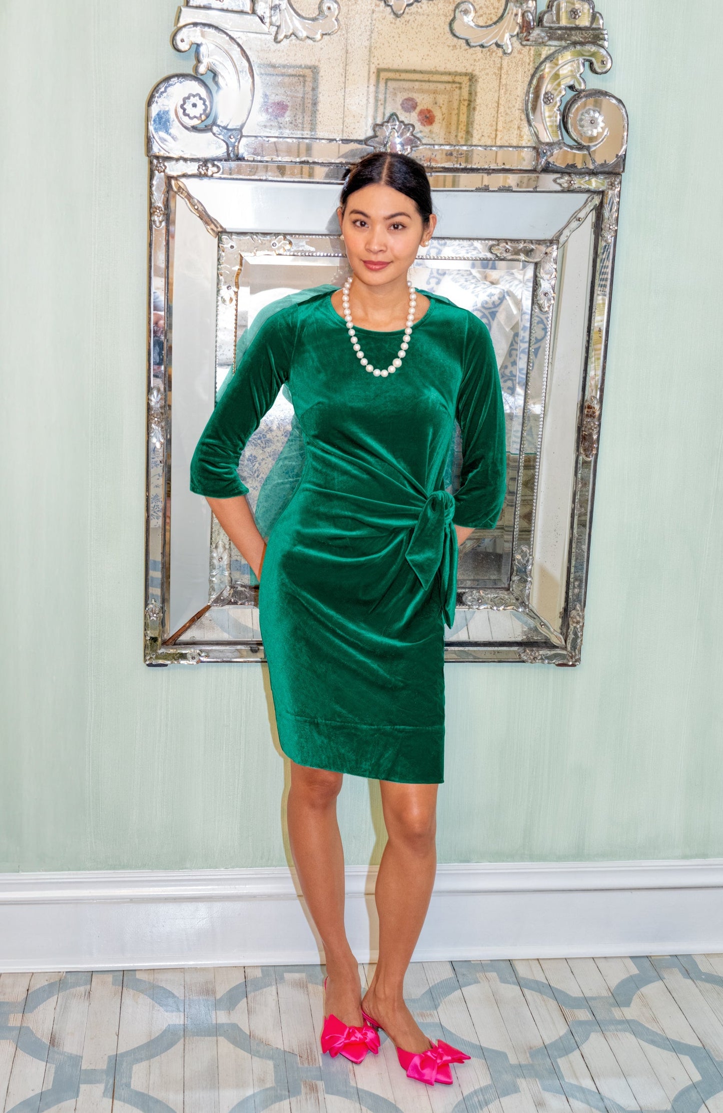 Cinch & Tie Dress - Silky Velvet