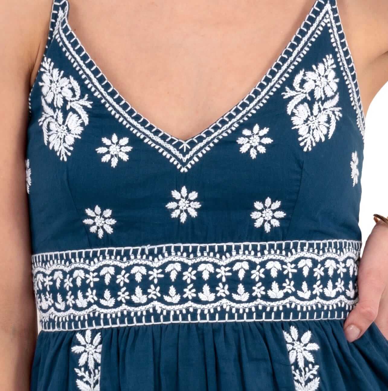 Hand Embroidered Midi Dress - Fiesta Time