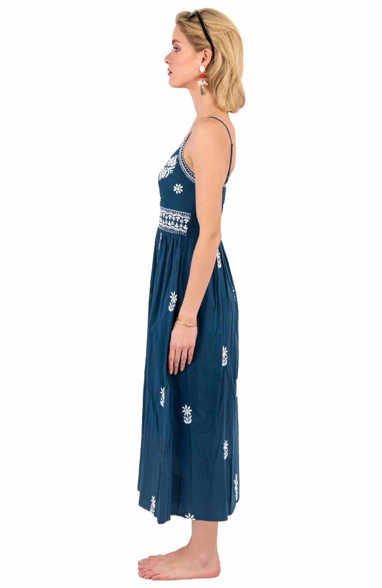 Hand Embroidered Midi Dress - Fiesta Time