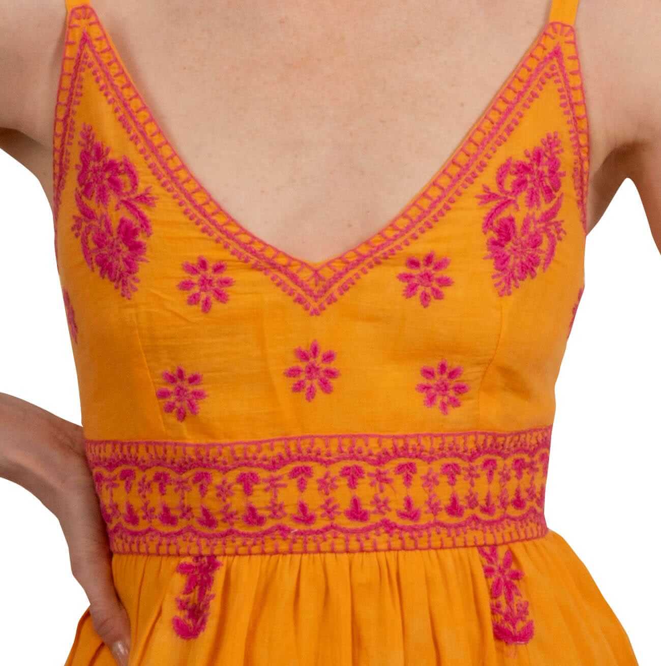 Hand Embroidered Midi Dress - Fiesta Time