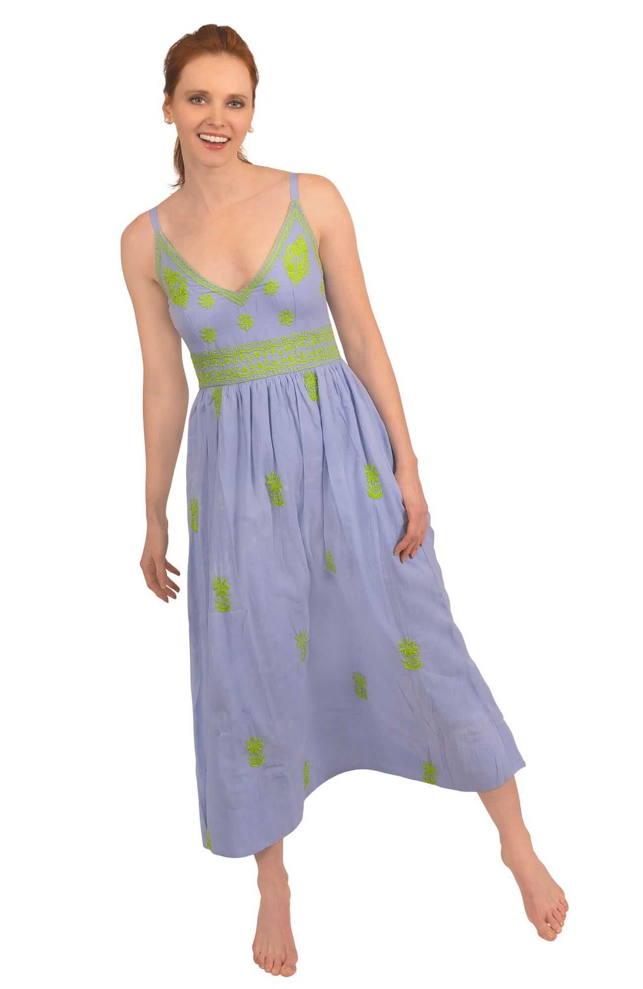 Hand Embroidered Midi Dress - Fiesta Time