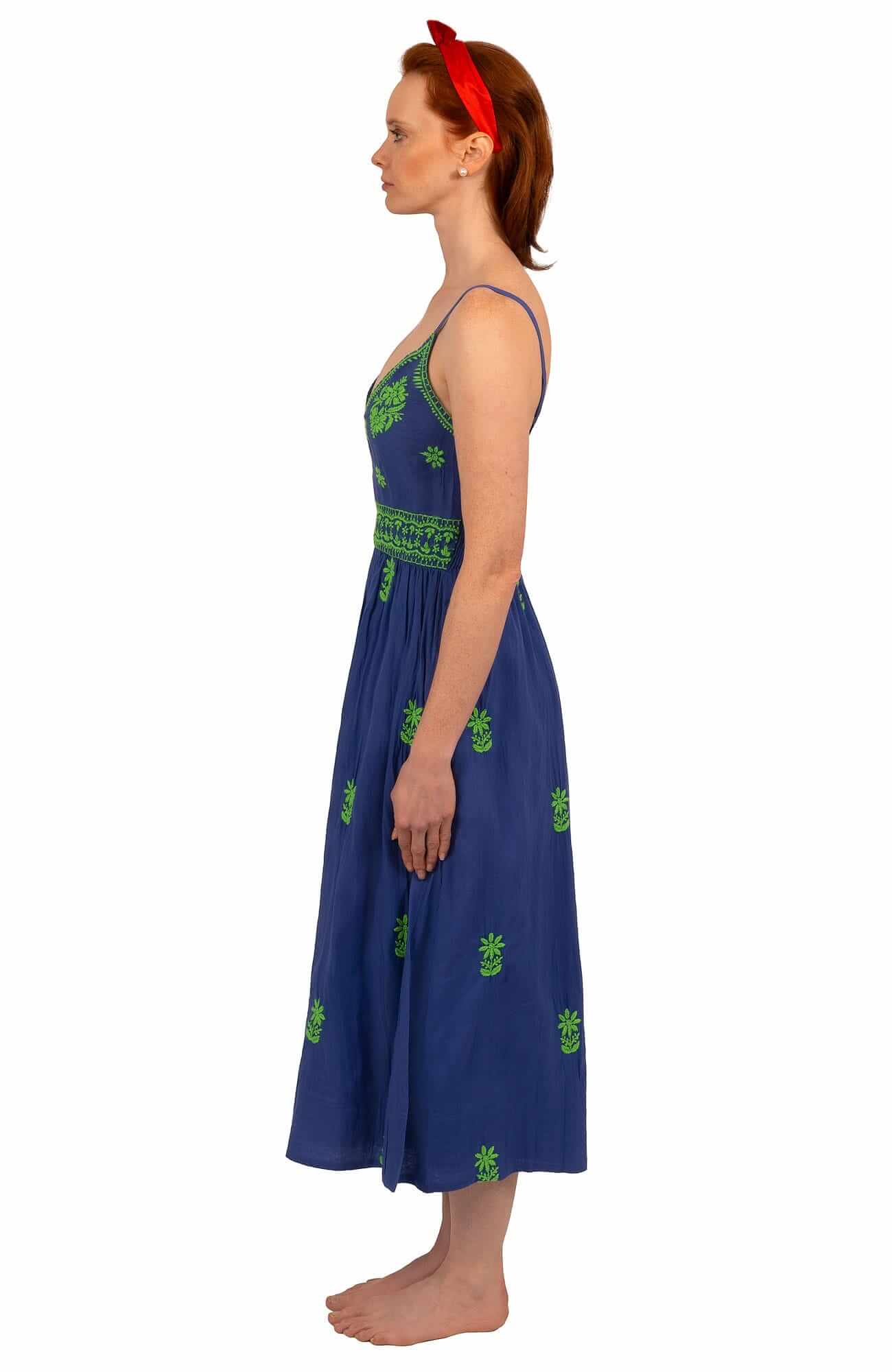 Hand Embroidered Midi Dress - Fiesta Time
