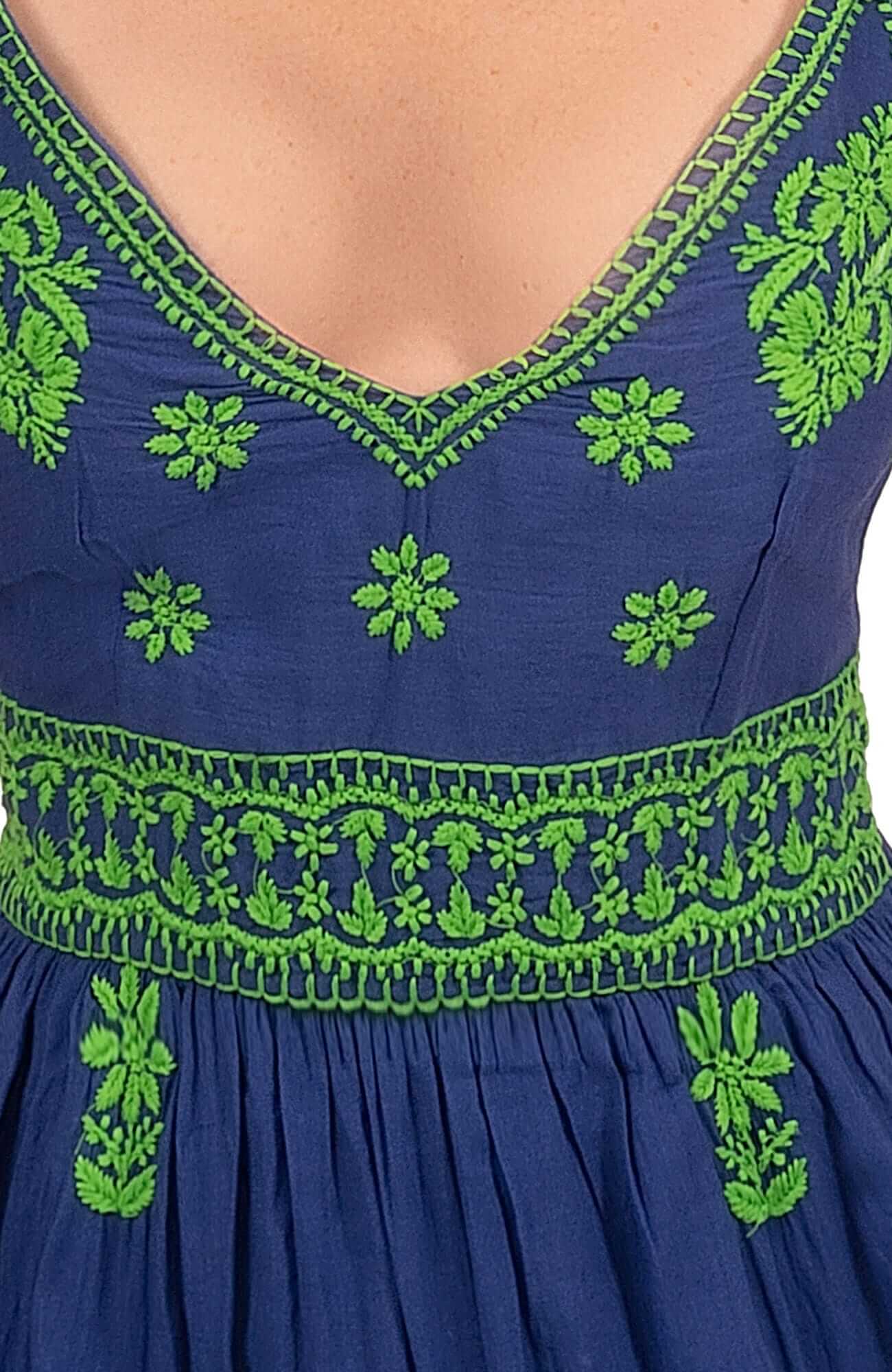 Hand Embroidered Midi Dress - Fiesta Time