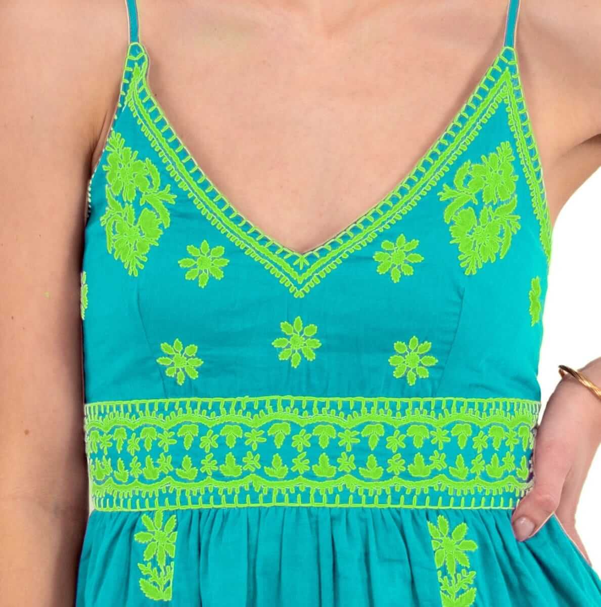 Hand Embroidered Midi Dress - Fiesta Time