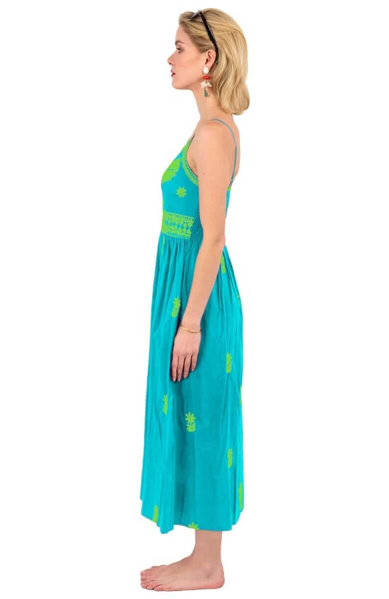Hand Embroidered Midi Dress - Fiesta Time
