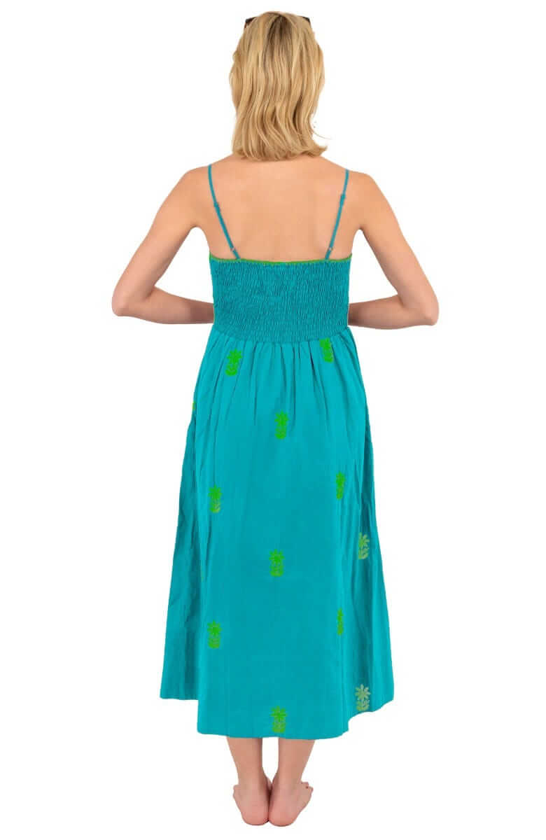 Hand Embroidered Midi Dress - Fiesta Time
