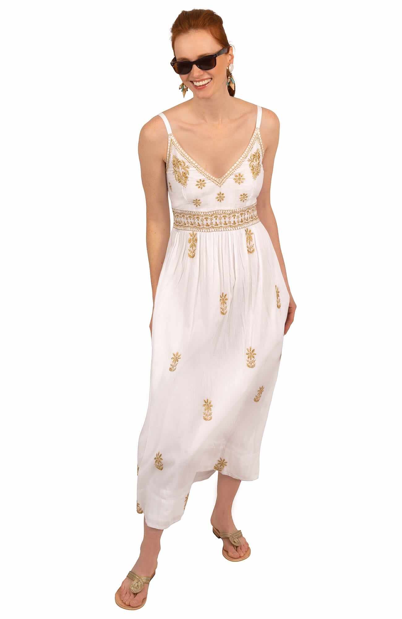 Hand Embroidered Midi Dress - Fiesta Time