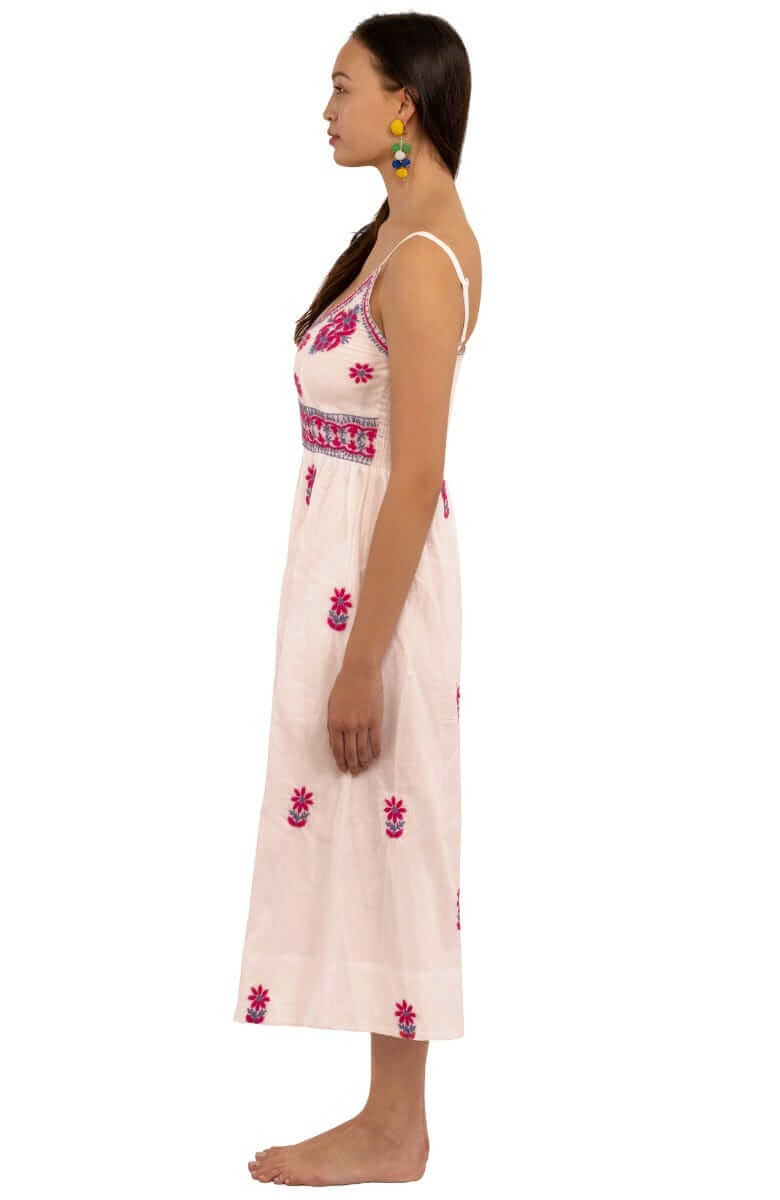 Hand Embroidered Midi Dress - Fiesta Time