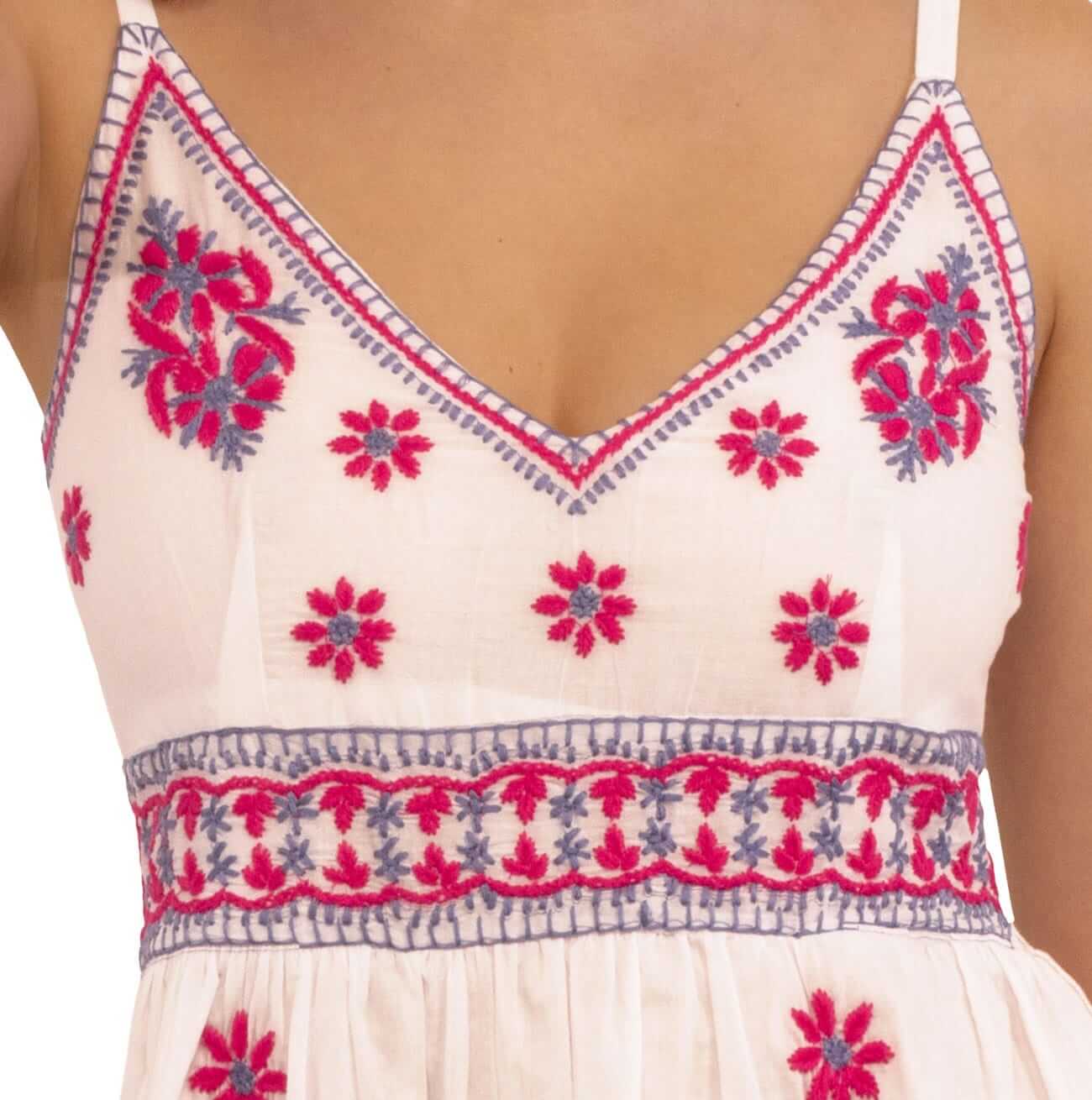 Hand Embroidered Midi Dress - Fiesta Time