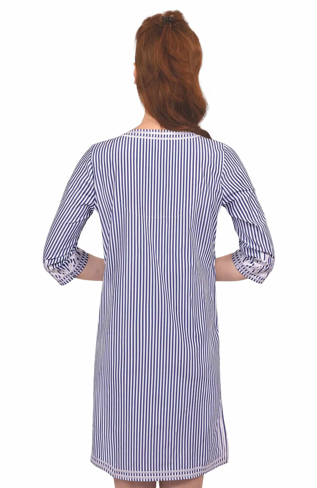 Wash / Wear Embroidered Pinstripe Dress - The Reef