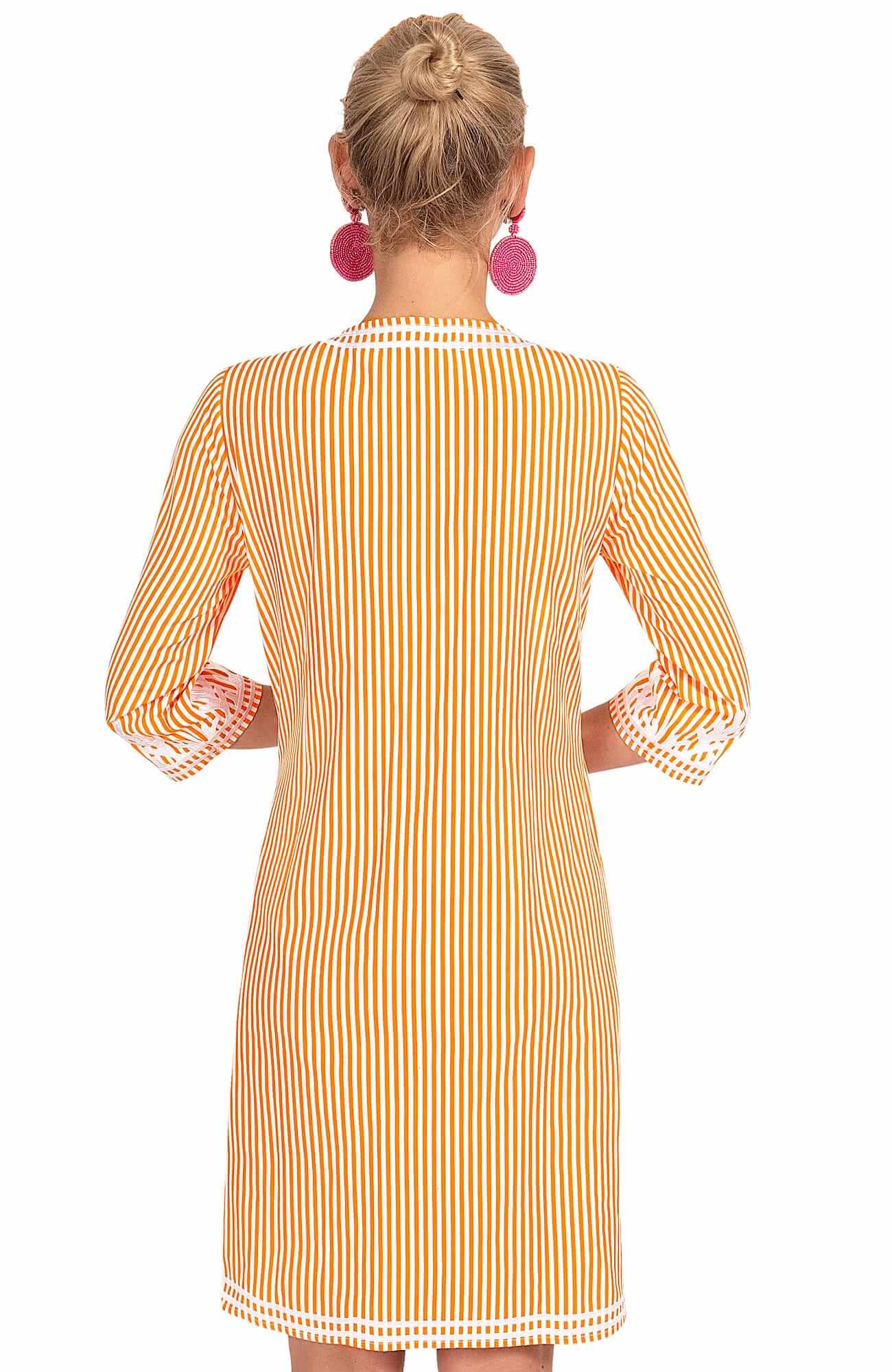 Wash / Wear Embroidered Pinstripe Dress - The Reef