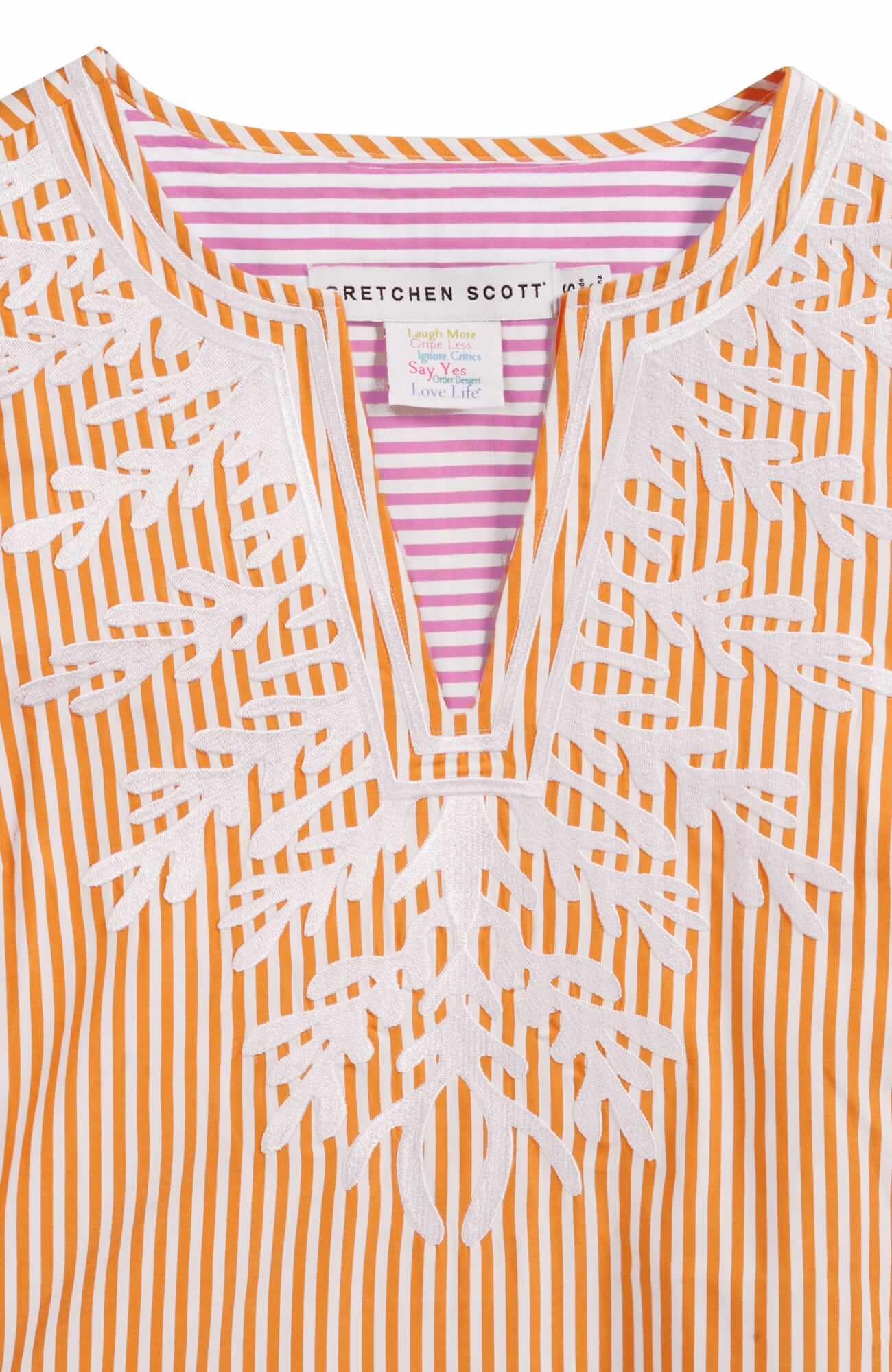 Wash / Wear Embroidered Pinstripe Dress - The Reef
