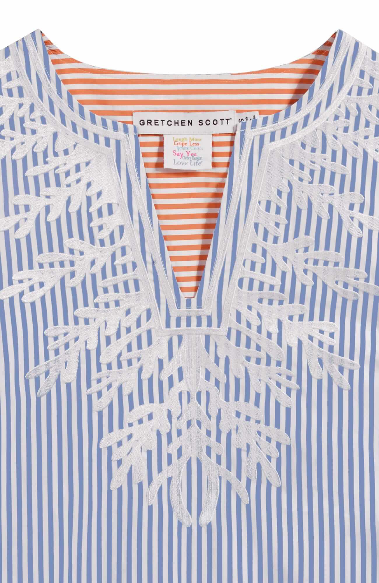 Wash / Wear Embroidered Pinstripe Dress - The Reef