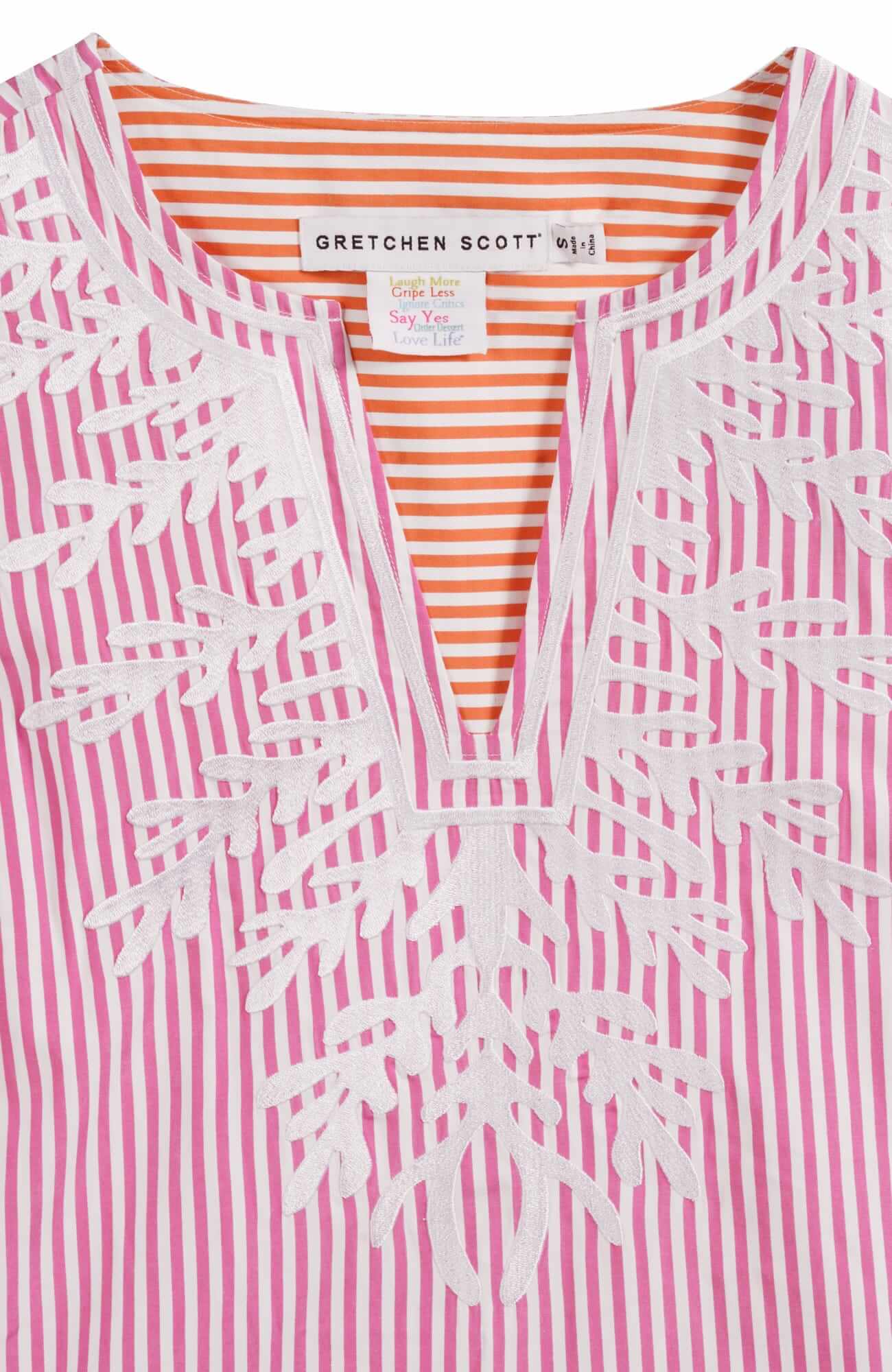 Wash / Wear Embroidered Pinstripe Dress - The Reef