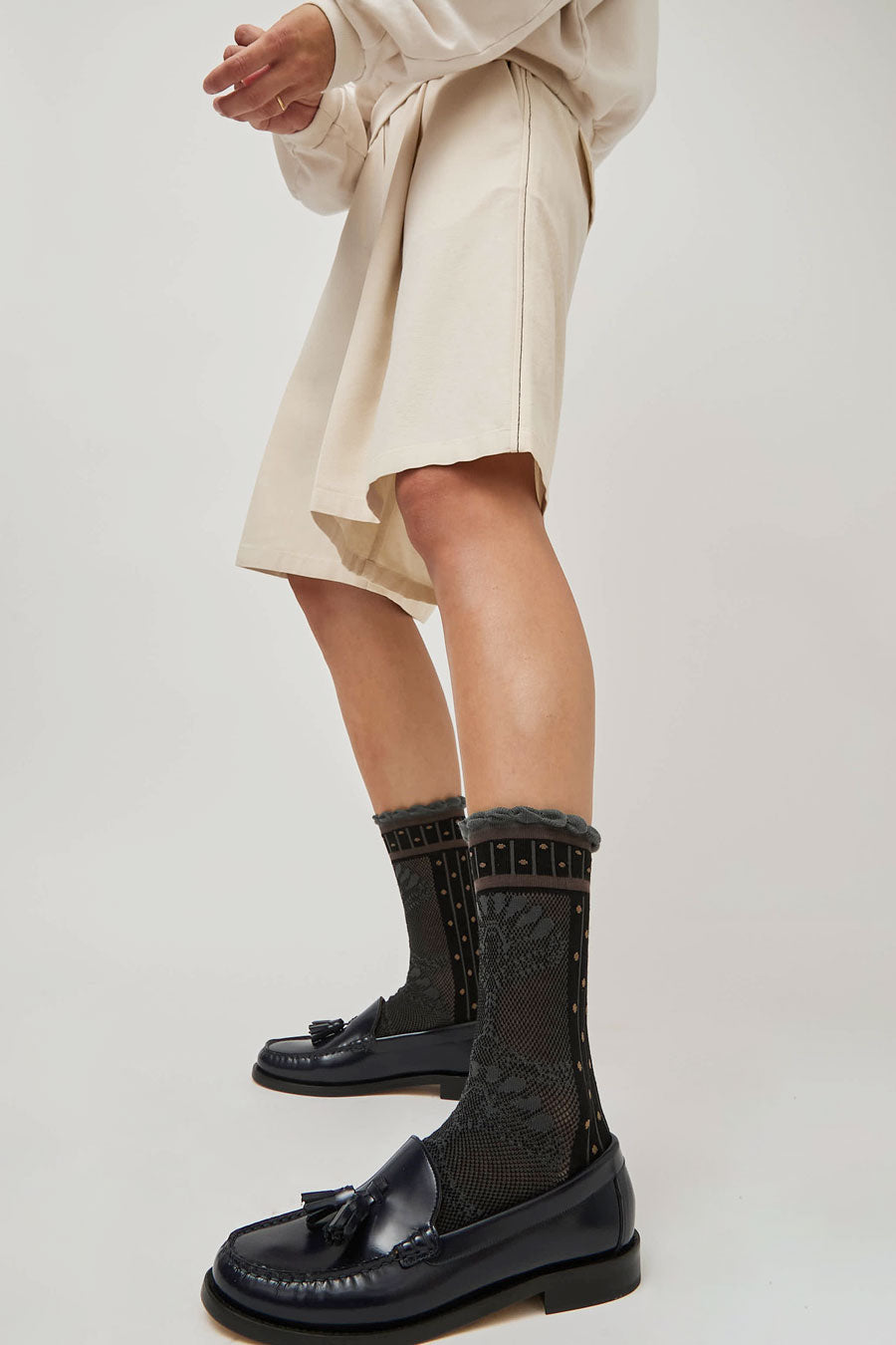 Exquisite J Paolina Jacquard Socks in Midnight