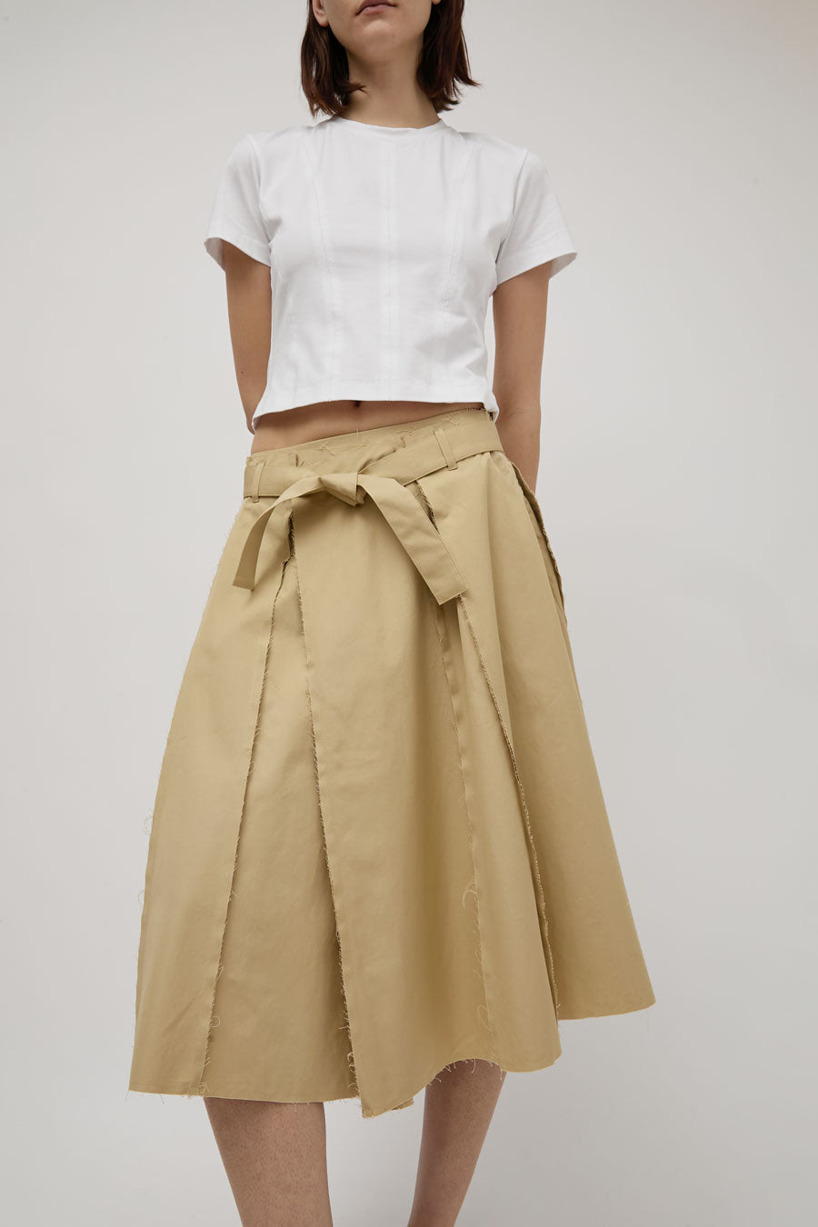Façon Jacmin Jamea Pleated Skirt in Beige