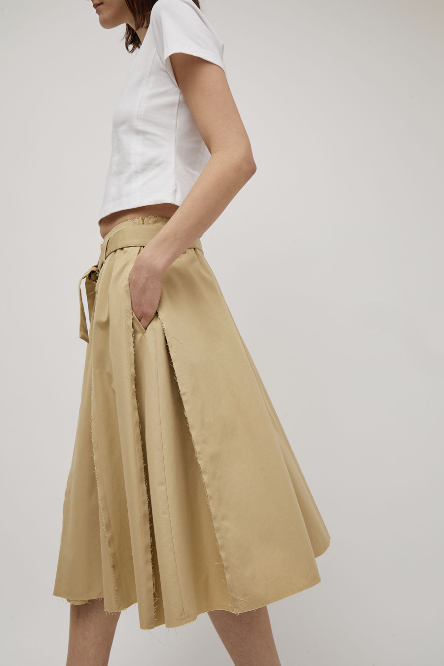 Façon Jacmin Jamea Pleated Skirt in Beige