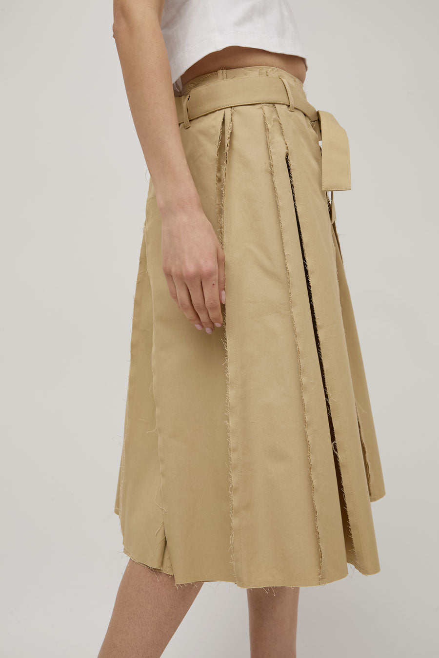 Façon Jacmin Jamea Pleated Skirt in Beige