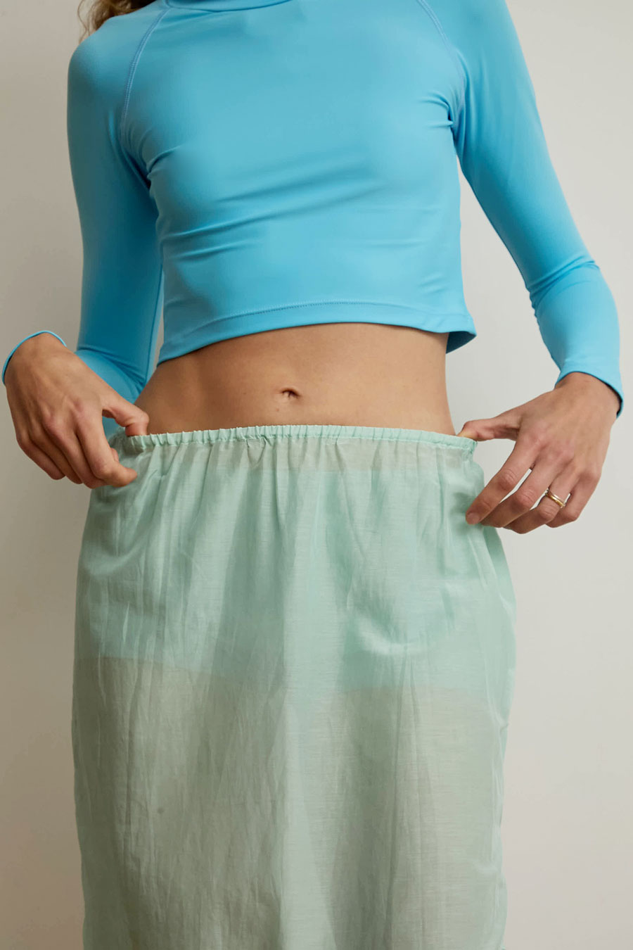 Hakea Sheer Midi Skirt in Mint
