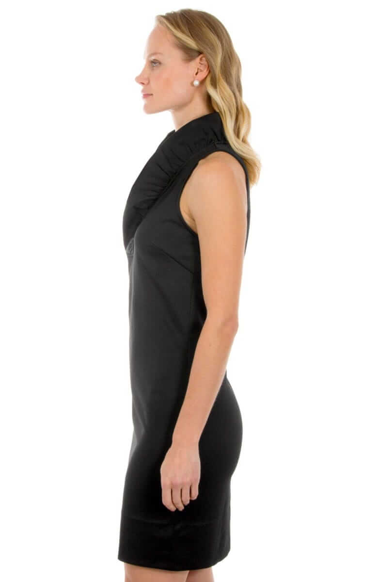 Jersey Ruffneck Sleeveless Dress - Solid