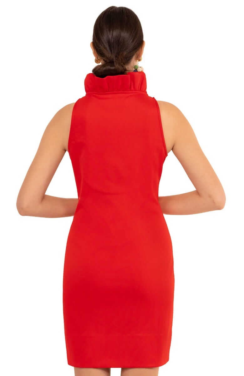 Jersey Ruffneck Sleeveless Dress - Solid