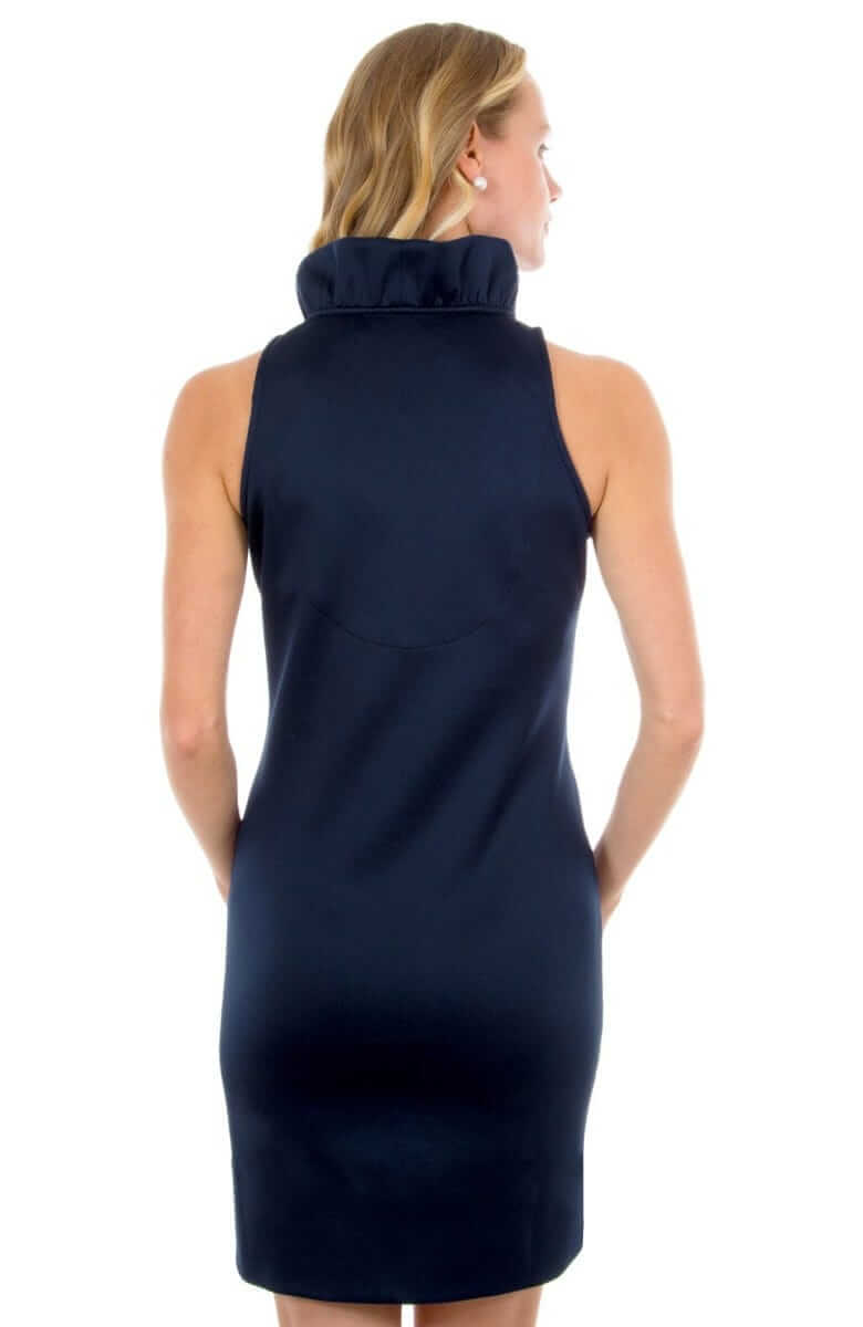 Jersey Ruffneck Sleeveless Dress - Solid