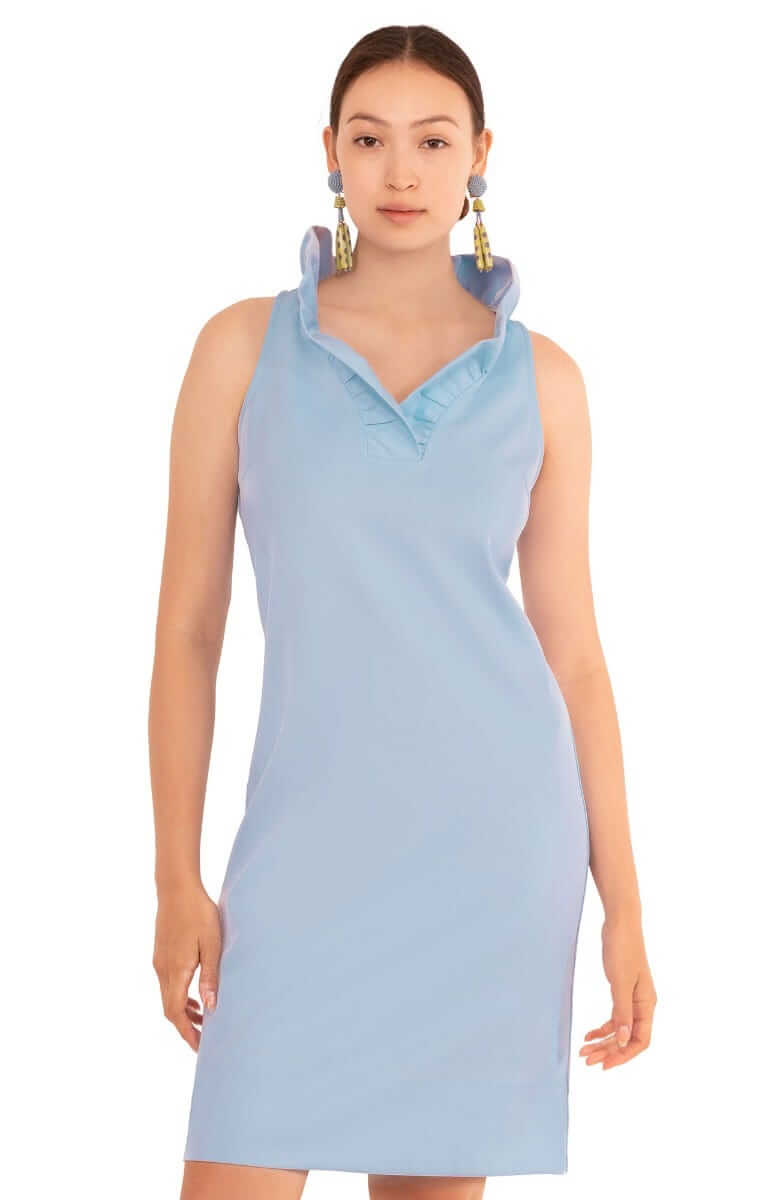 Jersey Ruffneck Sleeveless Dress - Solid