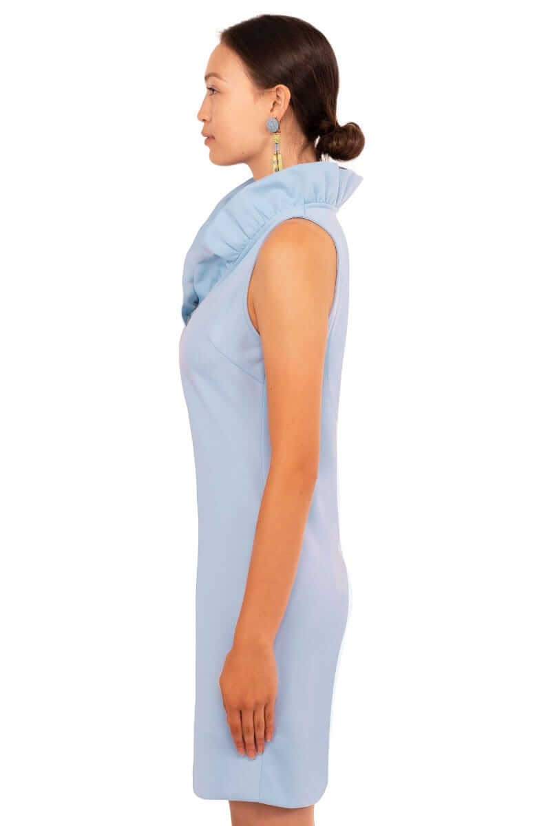 Jersey Ruffneck Sleeveless Dress - Solid
