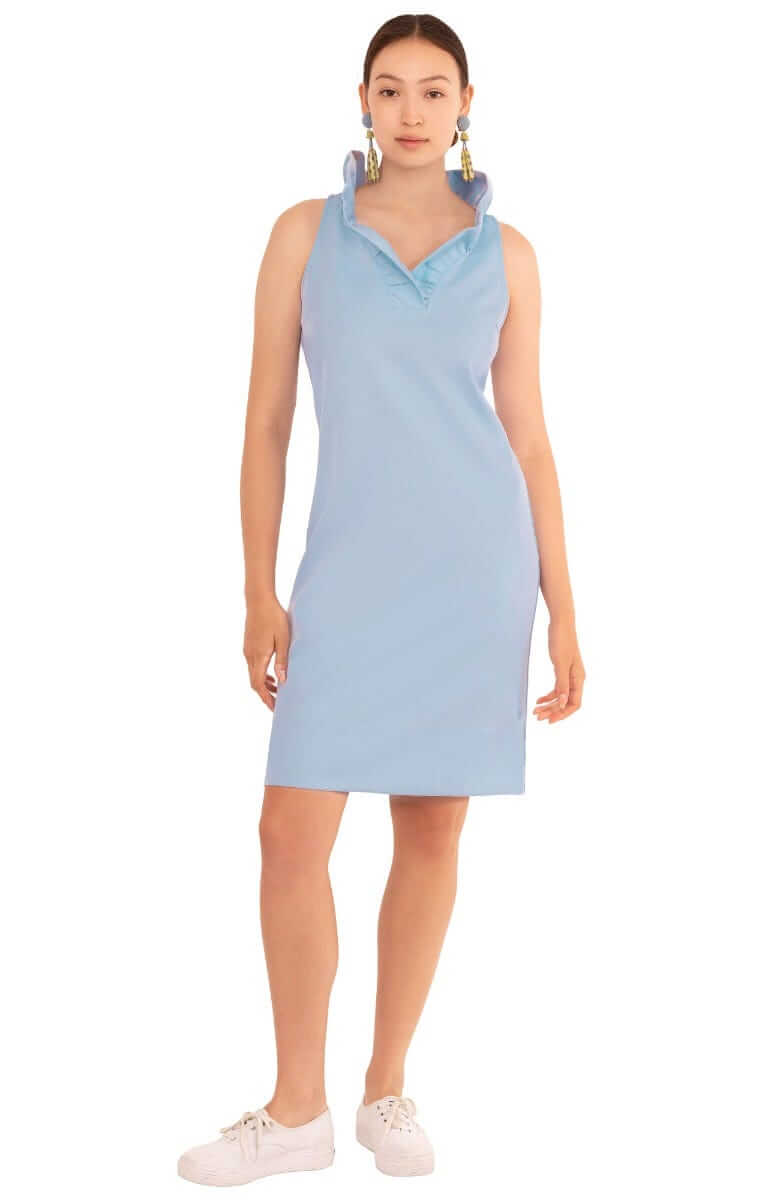 Jersey Ruffneck Sleeveless Dress - Solid