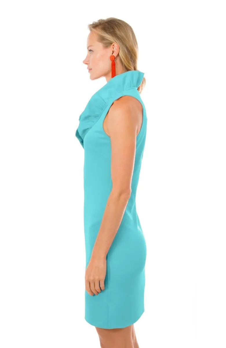 Jersey Ruffneck Sleeveless Dress - Solid