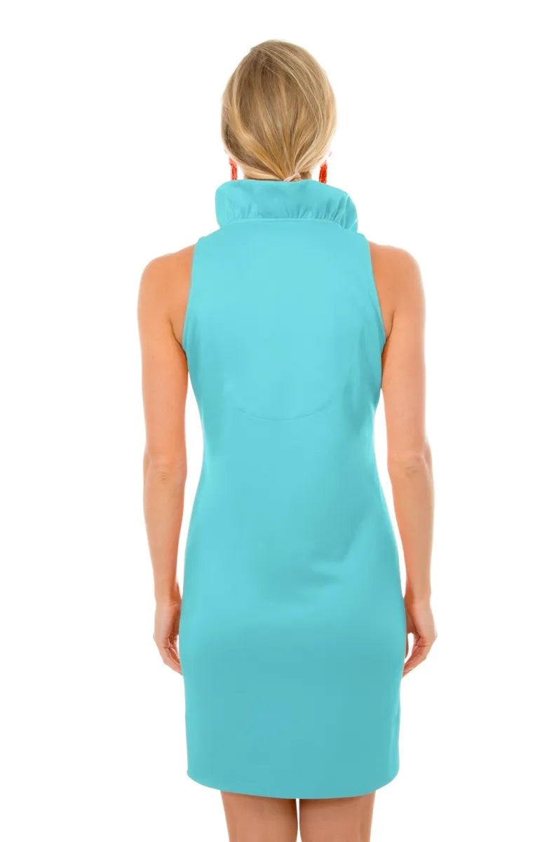 Jersey Ruffneck Sleeveless Dress - Solid