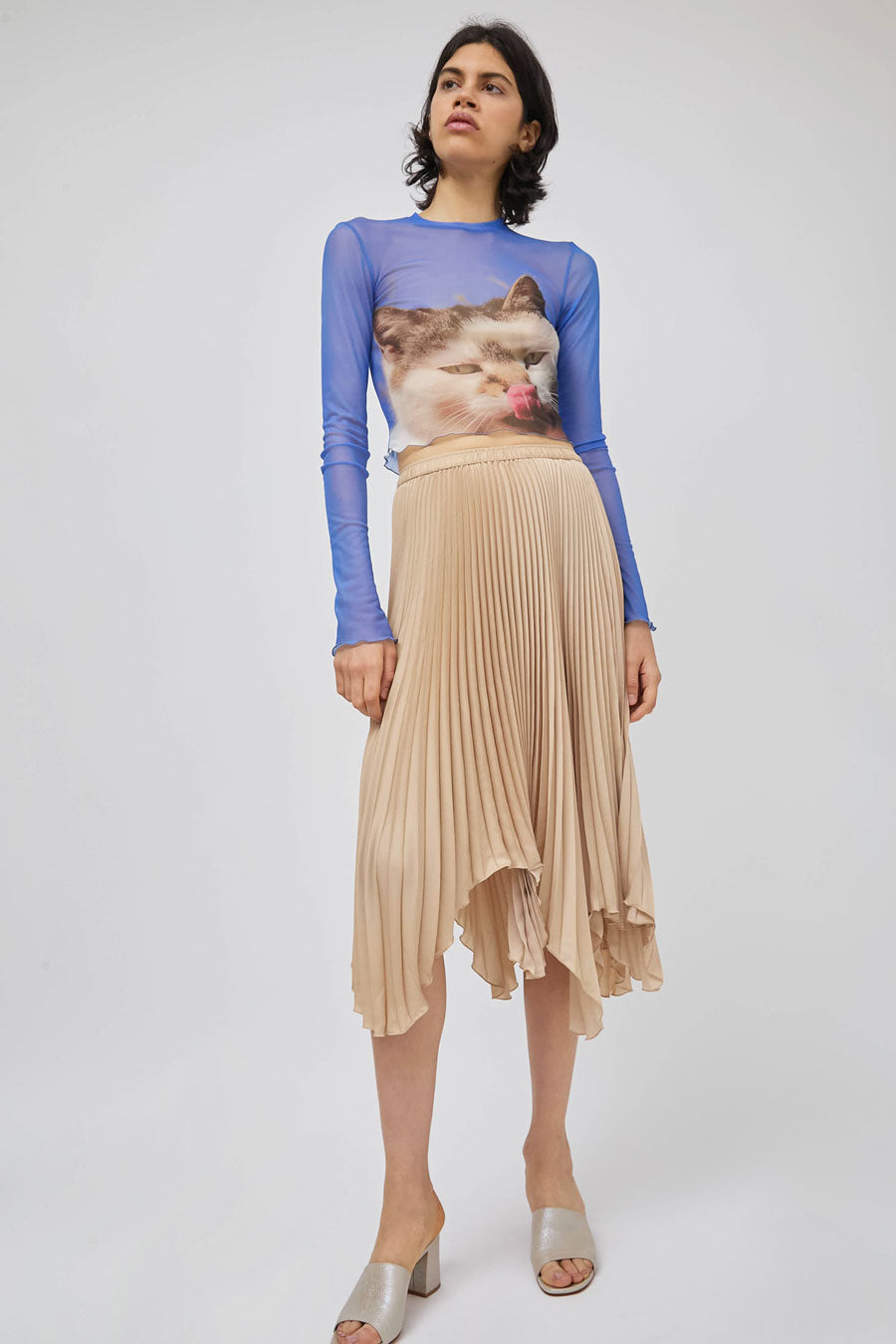 Marios Hop Pleated Skirt in Beige