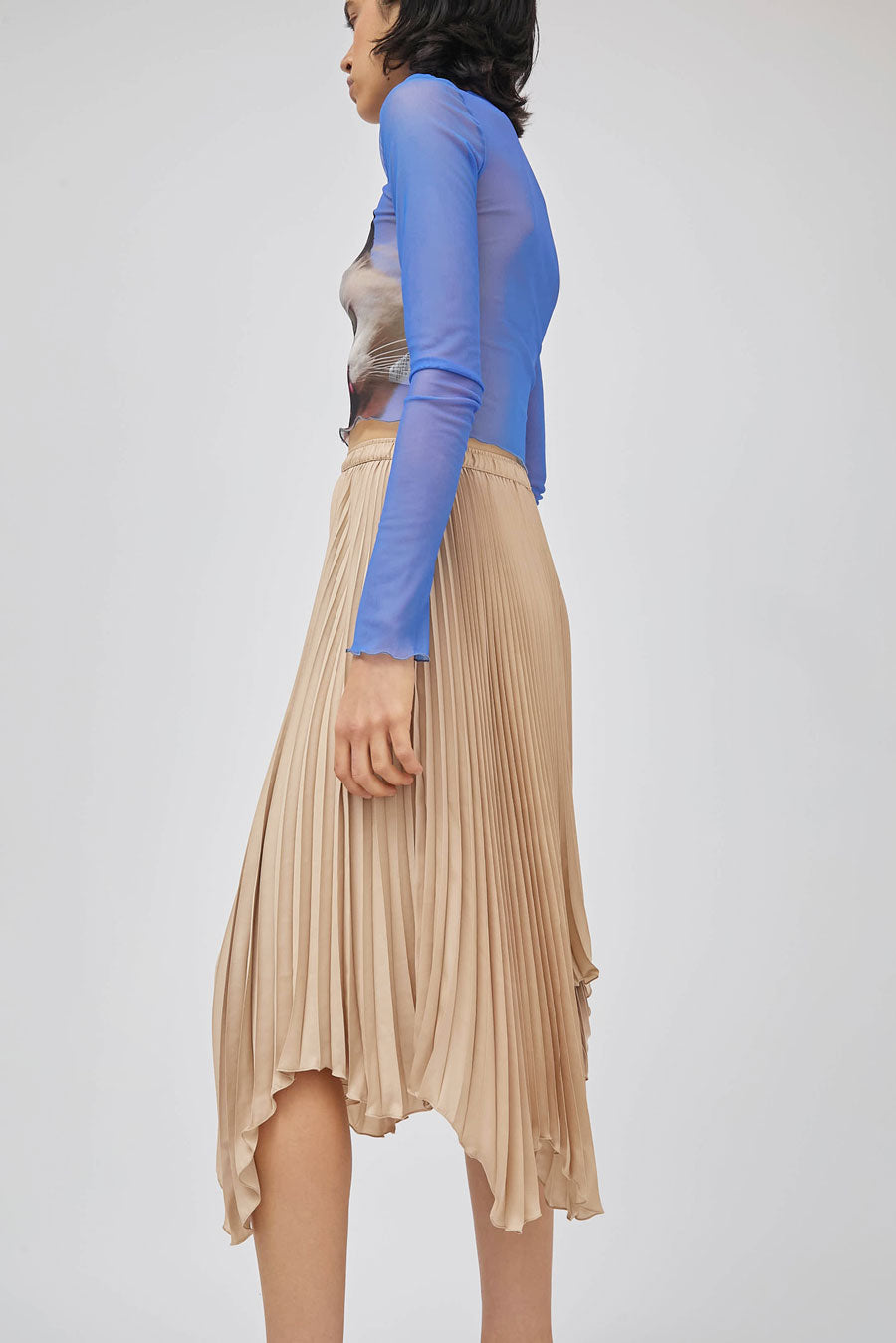 Marios Hop Pleated Skirt in Beige