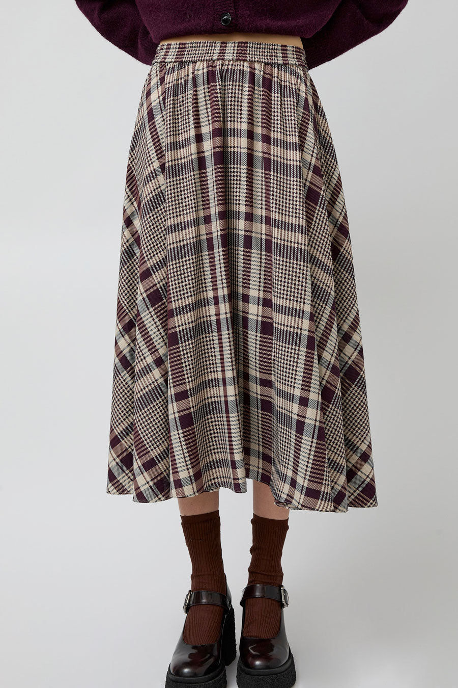 No.6 Lee Skirt in Burgundy Plaid
