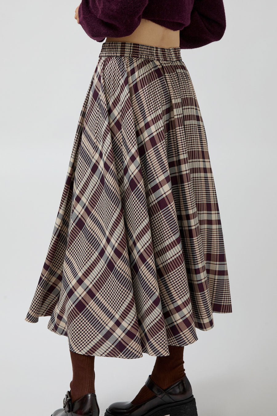 No.6 Lee Skirt in Burgundy Plaid