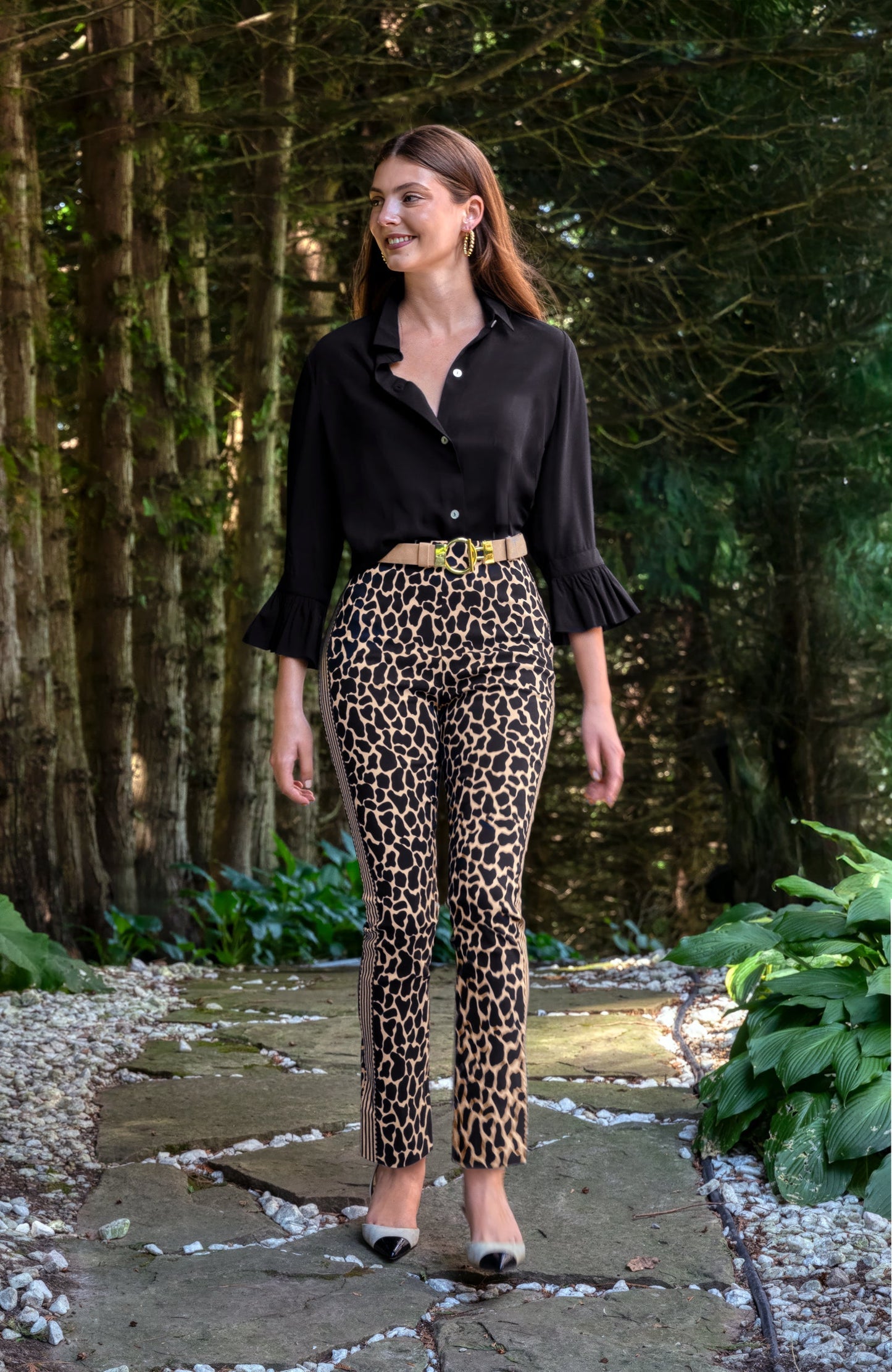 Gripeless Pull On Pants - Animal Instincts- Giraffe Khaki