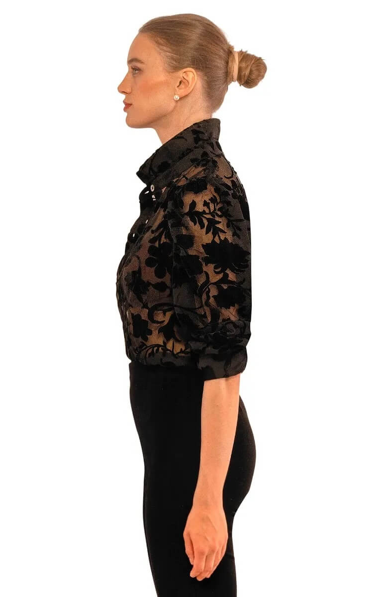 Flighty Floral Blouse - Luxe Leaf Velvet