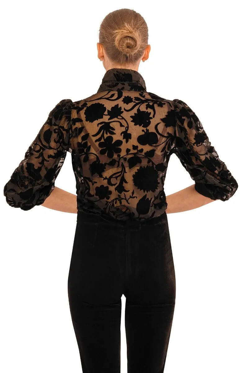 Flighty Floral Blouse - Luxe Leaf Velvet