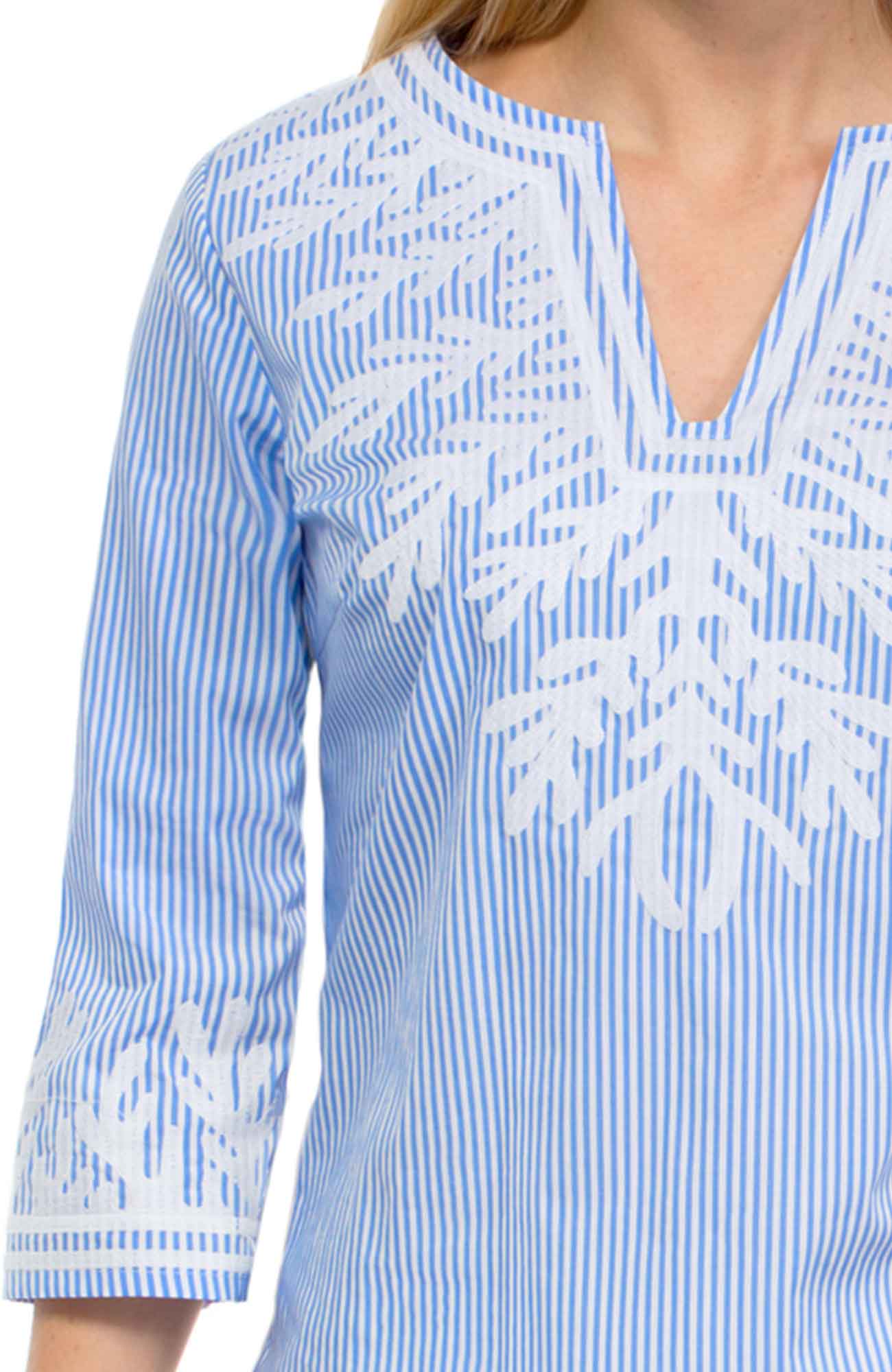 Embroidered Pinstripe Tunic - The Reef