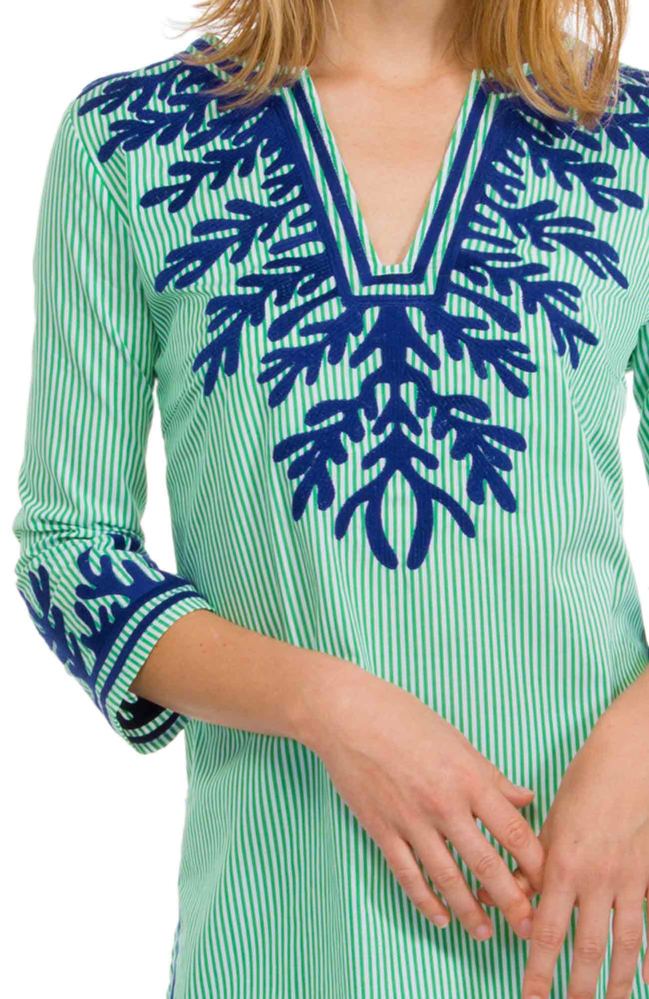 Embroidered Pinstripe Tunic - The Reef
