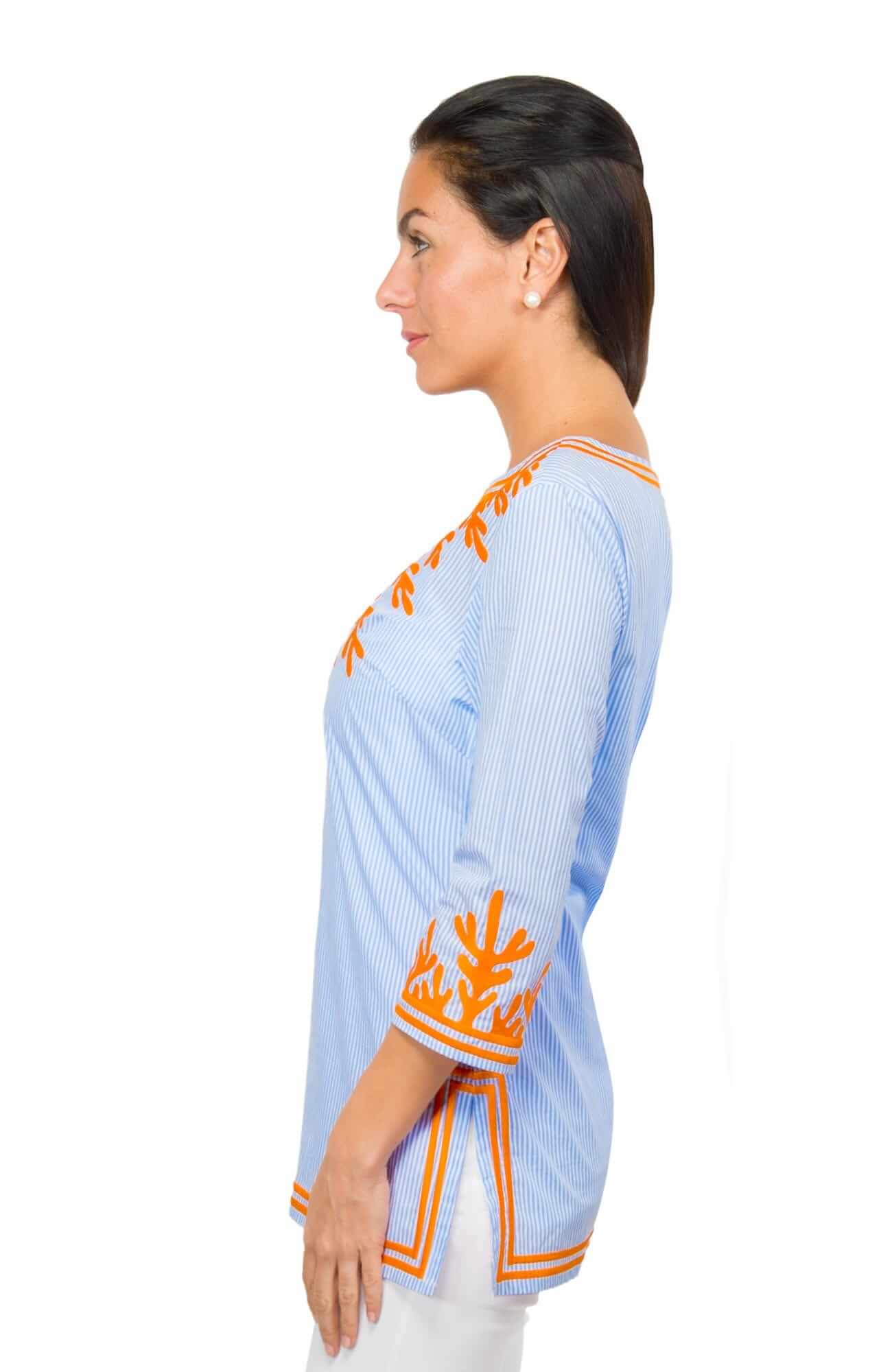 Embroidered Pinstripe Tunic - The Reef