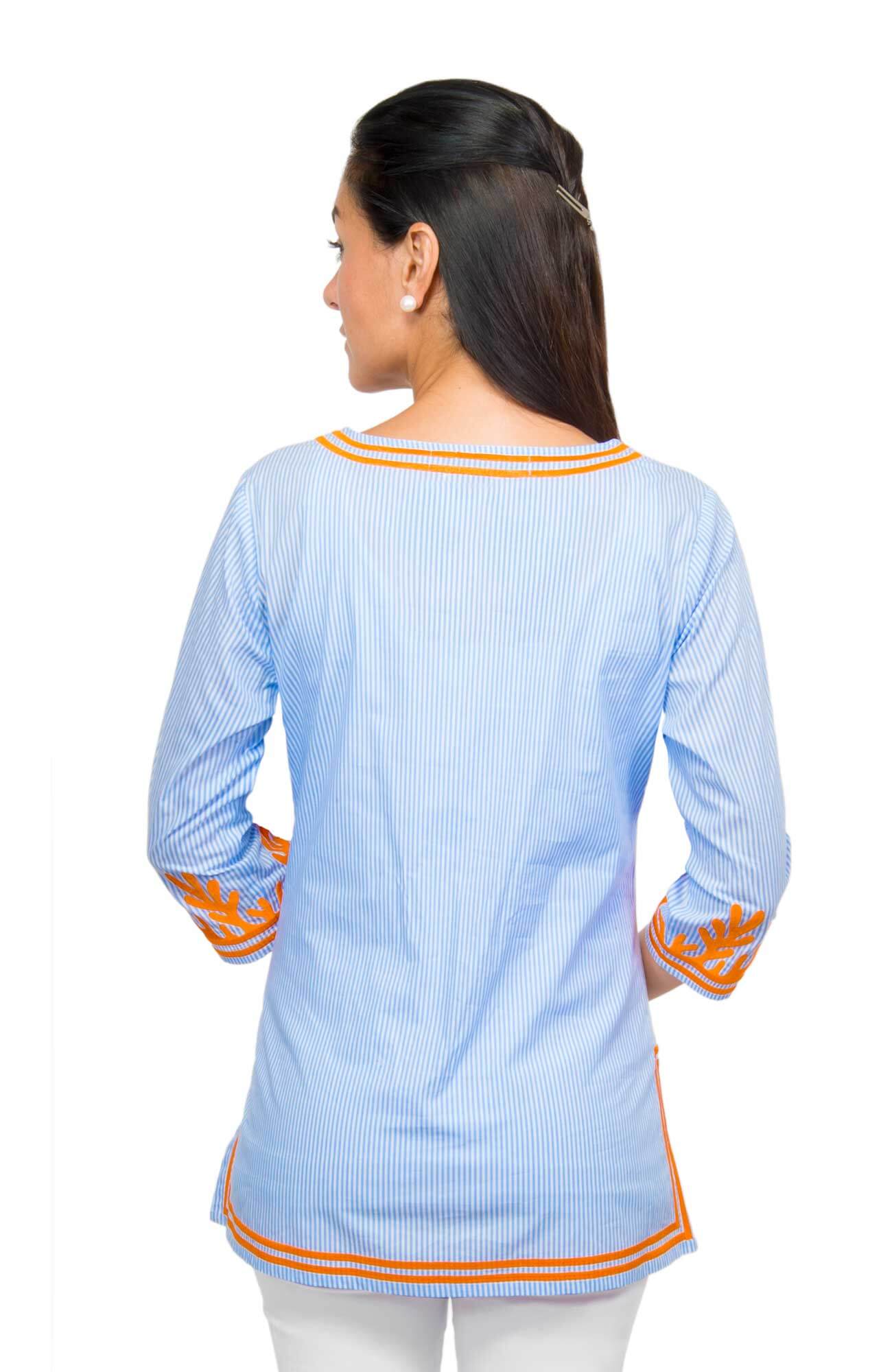 Embroidered Pinstripe Tunic - The Reef