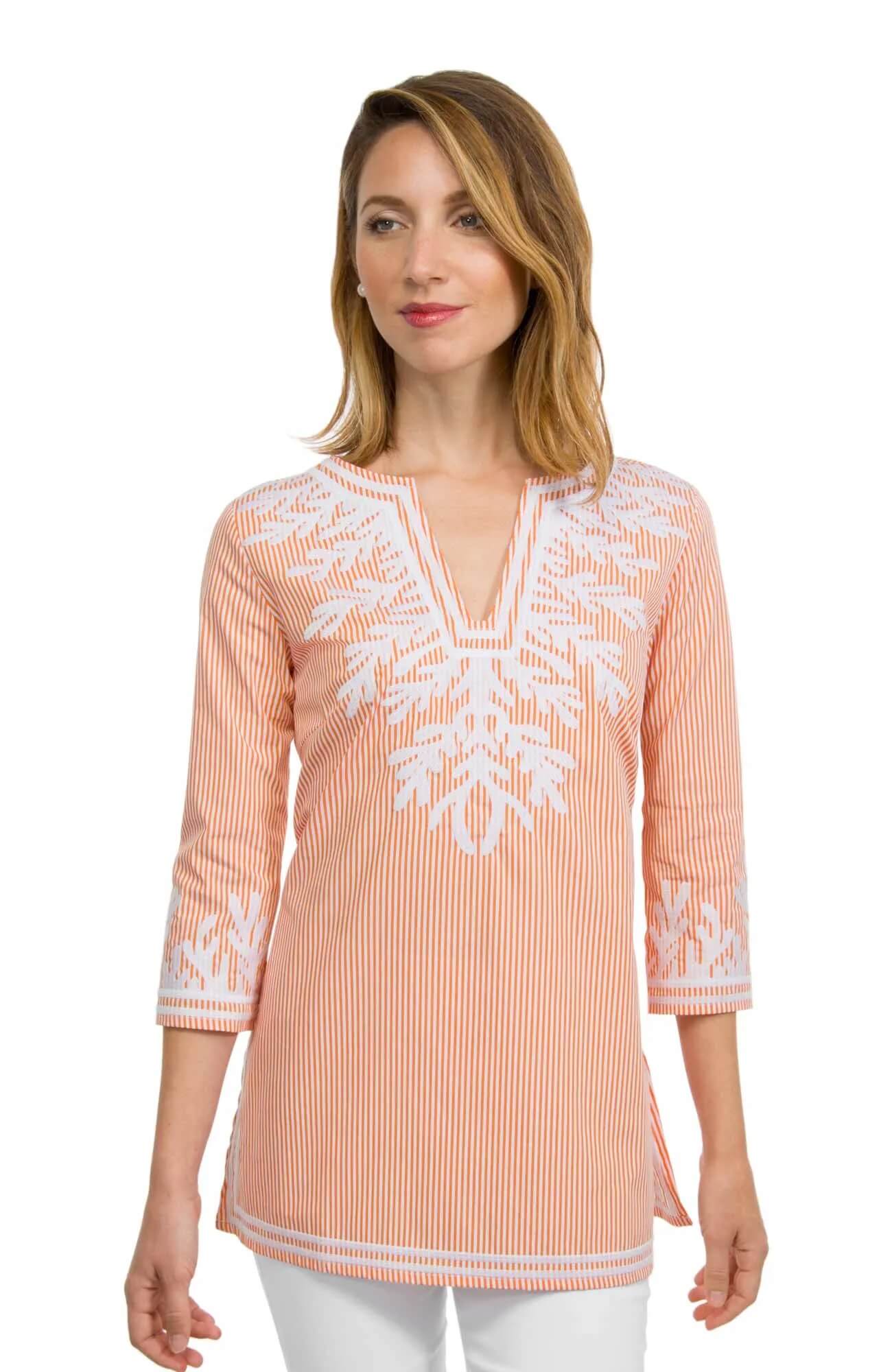 Embroidered Pinstripe Tunic - The Reef