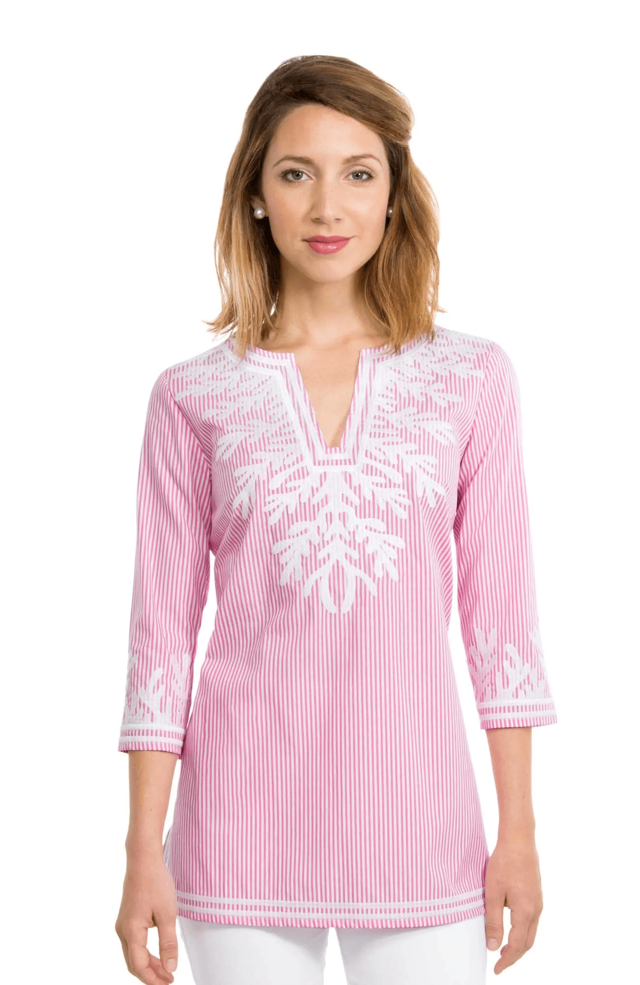 Embroidered Pinstripe Tunic - The Reef