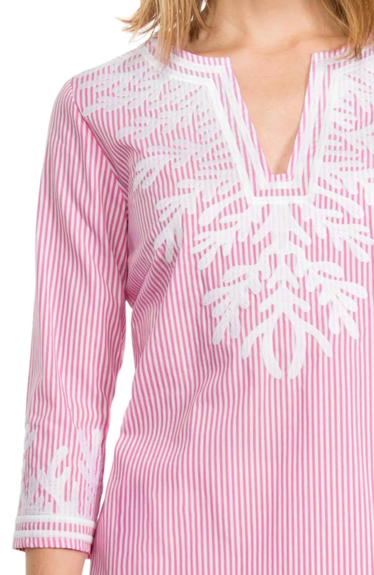 Embroidered Pinstripe Tunic - The Reef