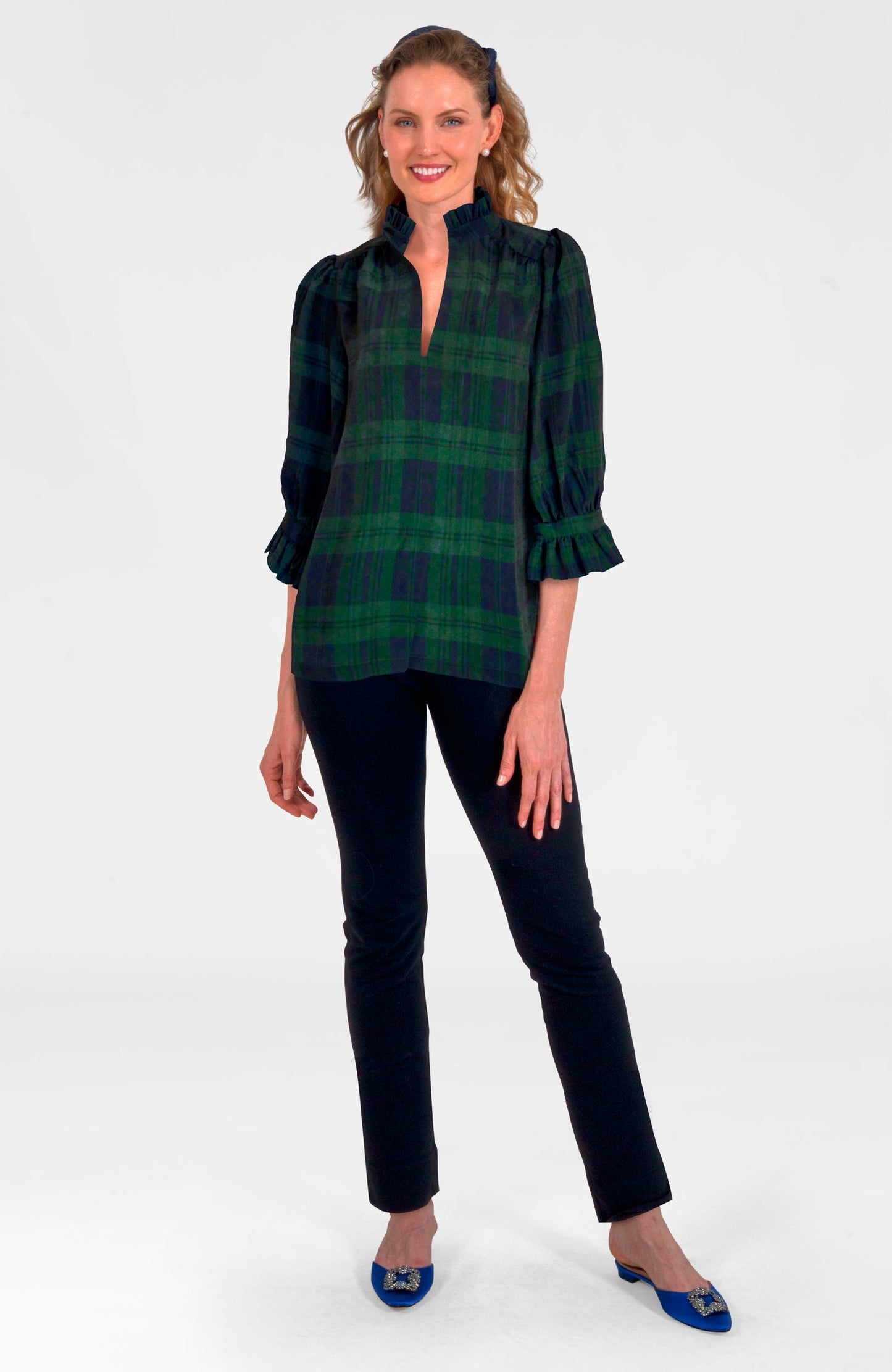 Ruffleneck Tunic - Blackwatch Plaid