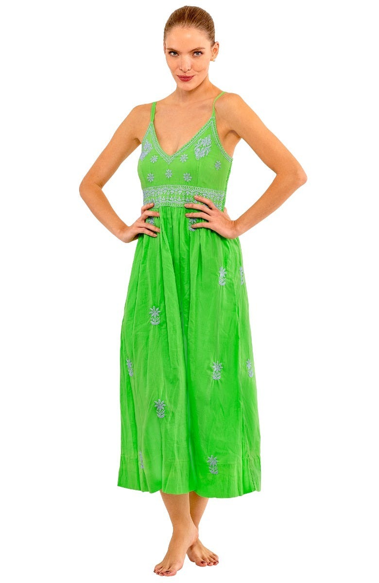 Hand Embroidered Midi Dress - Fiesta Time