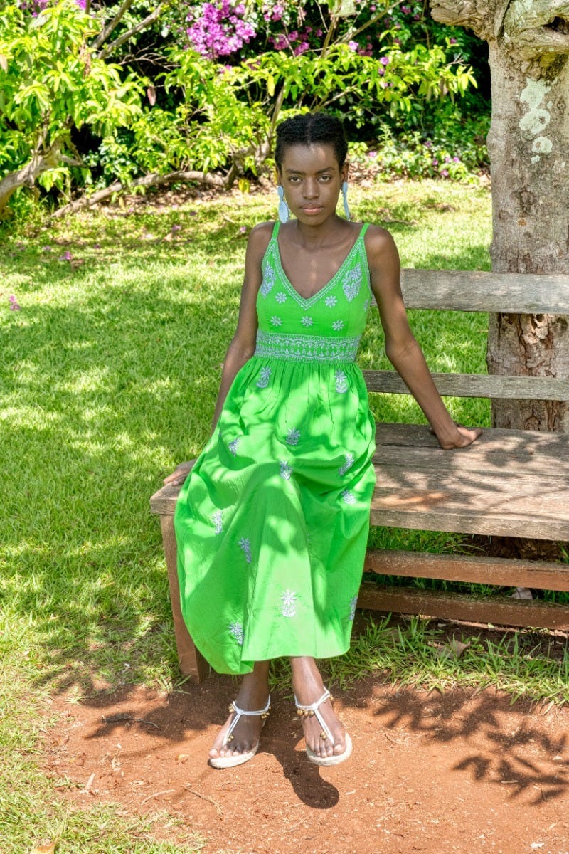 Hand Embroidered Midi Dress - Fiesta Time