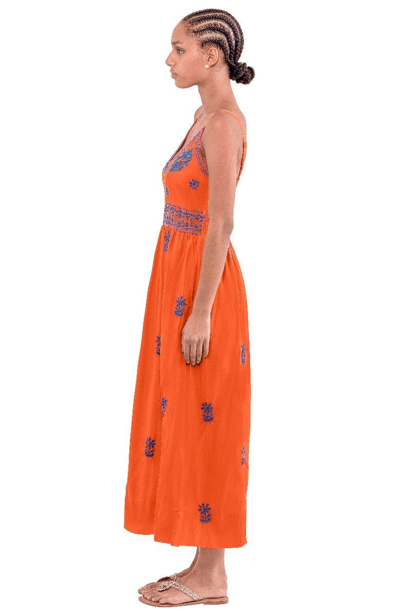 Hand Embroidered Midi Dress - Fiesta Time